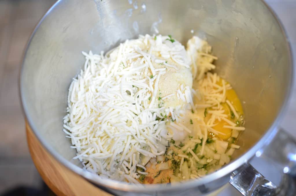 Manicotti Cheese Stuffing prior to mixing