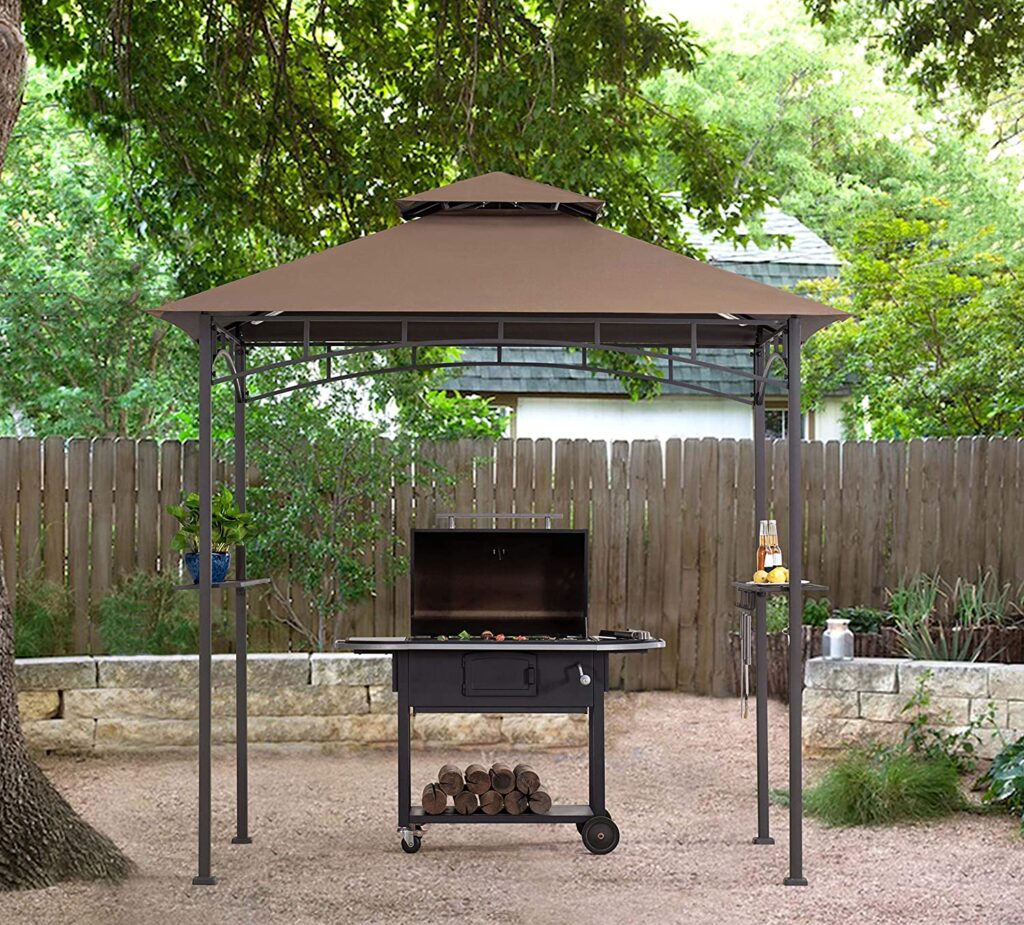 Outdoor Patio Grill Gazebo with LED Lights for Barbecue