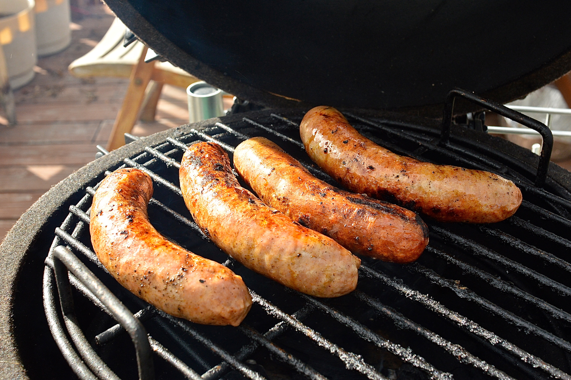 Italian Sausages Grilling On Big Green Egg Grilling Montana