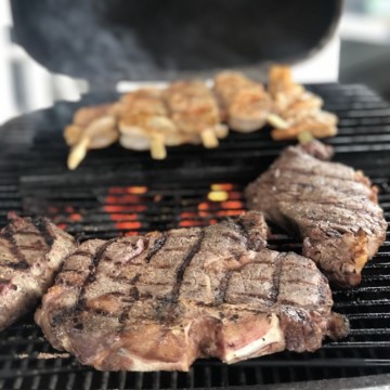 Steak and shrimp on the PK grill
