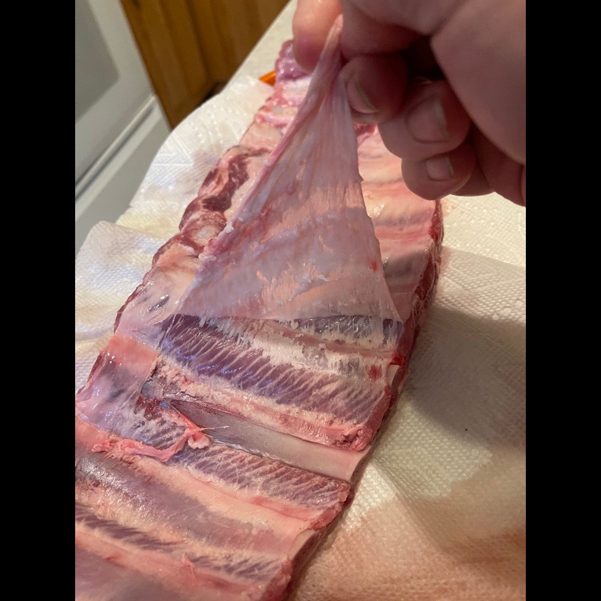 Removing pork rib membrane