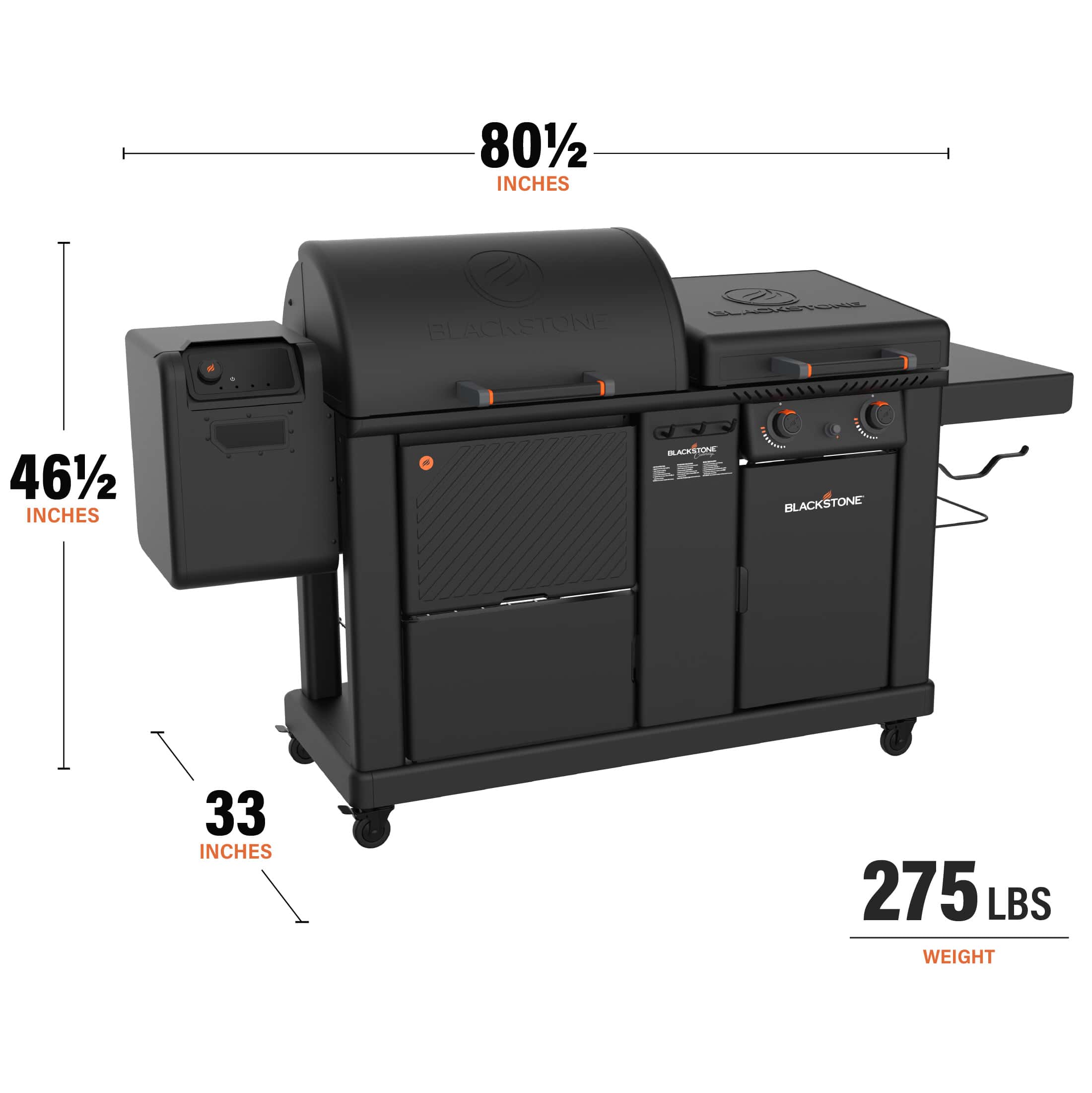 The dimensions of blackstones pellet grill and griddle combo