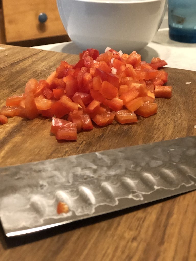 diced red peppers